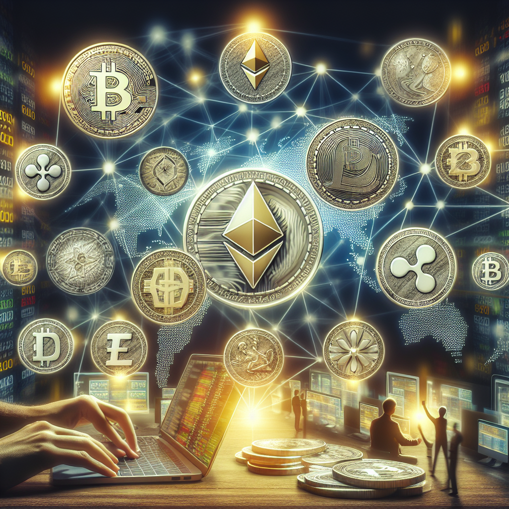 Generate a image about altcoins and the crypto world. 