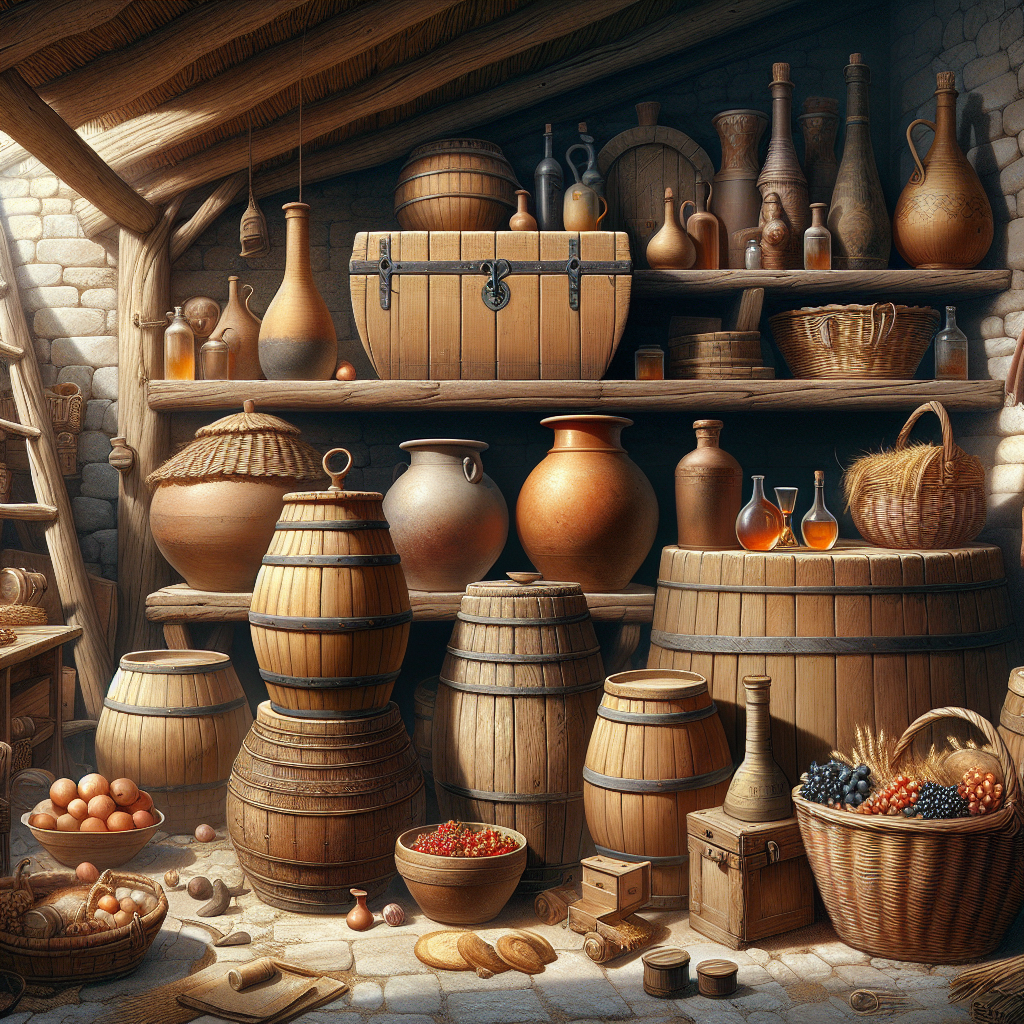 Erstelle ein Bild über traditionelle Lagermoeglichkeiten