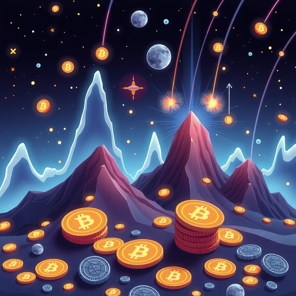 Generate a image about altcoins and the crypto world. 