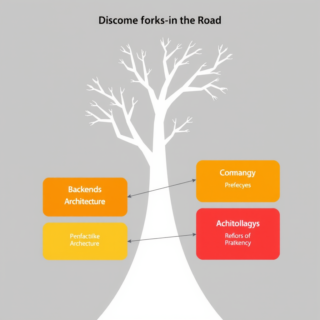 A fork-in-the-road illustration showing different backend architecture choices.