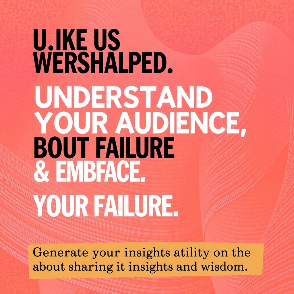 Generate an image about resilience, understanding your audience, or embracing failure. It's about sharing insights and wisdom.