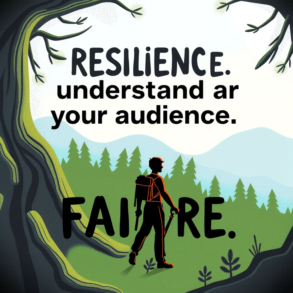 Generate an image about resilience, understanding your audience, or embracing failure. It's about sharing insights and wisdom.