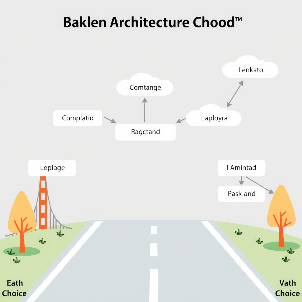 A fork-in-the-road illustration showing different backend architecture choices.