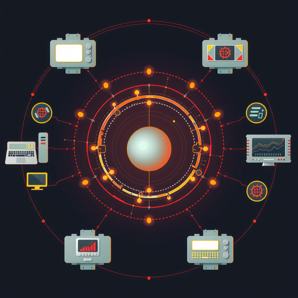 Visualize scaling technology and future tech by different backend architecture choices. Create an image that is creating an athmosphere about future technology. 