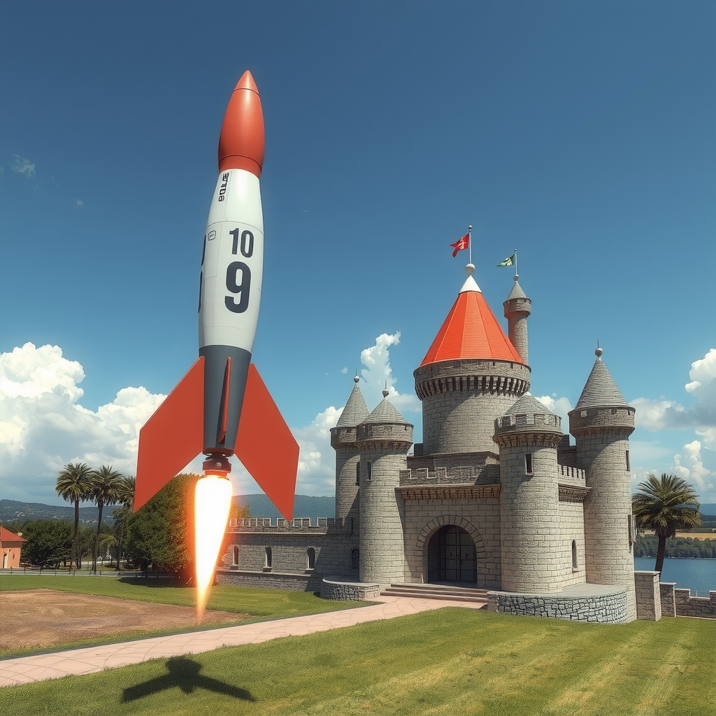 A race between a rocket (speed) and a fortified castle (stability).