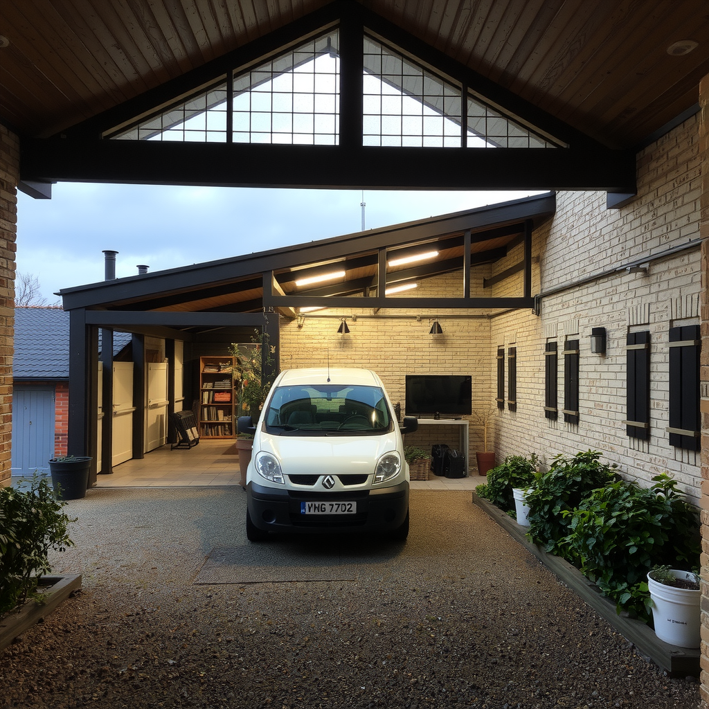Erstelle ein Bild über traditionelle Lagermoeglichkeiten wie eine Stellplatz, Garage, oder Keller etc.