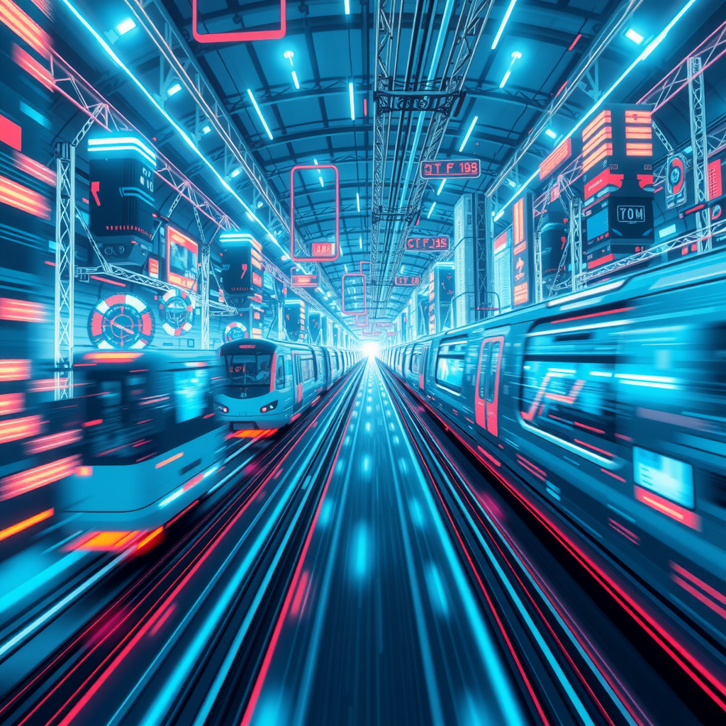 ai-generated image of a futuristic high-speed city with tech innovation hubs, symbolizing speed in development. 