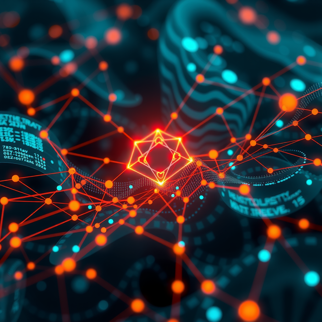 ai-generated image of a futuristic blockchain explorer, visualizing Cardano data flows