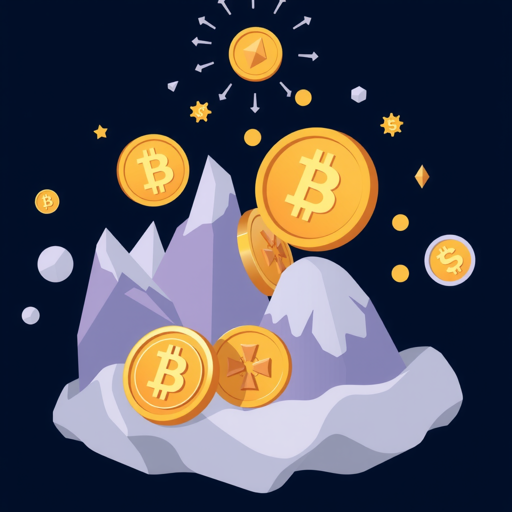 Generate a image about altcoins and the crypto world. 