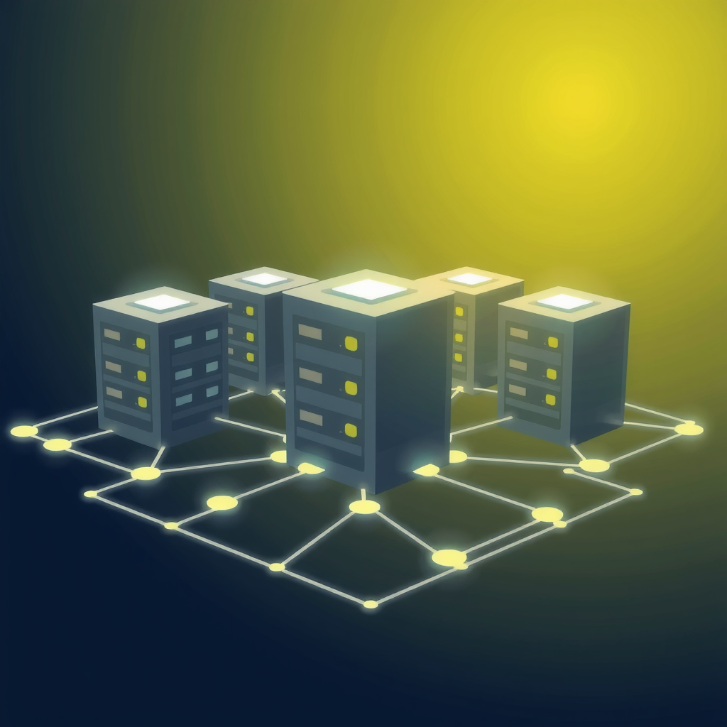 A strong digital foundation with interconnected server nodes, symbolizing backend stability.