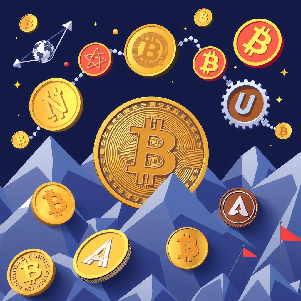 Generate a image about altcoins and the crypto world. 