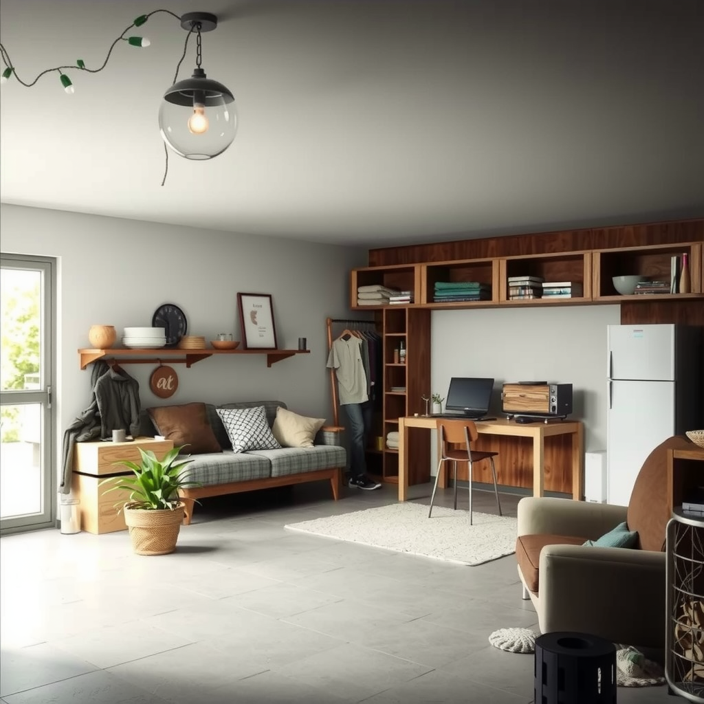 Erstelle ein Bild das zeigt wie private Lagerungsräume aussehen könnten wie z.B. ein Keller, ein Raum in einer Wohnung oder Einfamilienhaus. Es könnte auch eine Garage sein oder ein andere Ort indem man gut Sachen lagern kann.
