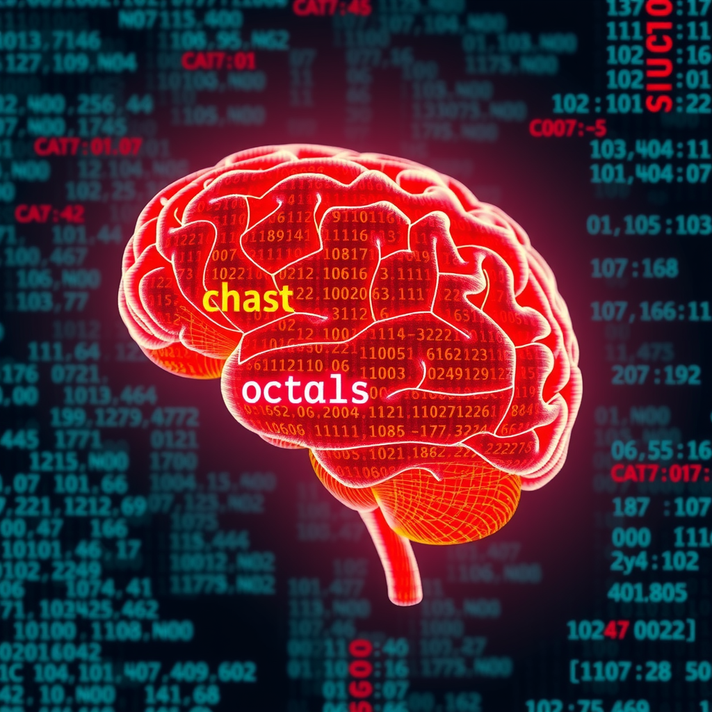 ai-generated image of a digital brain made of code and data, symbolizing complex algorithmic thinking