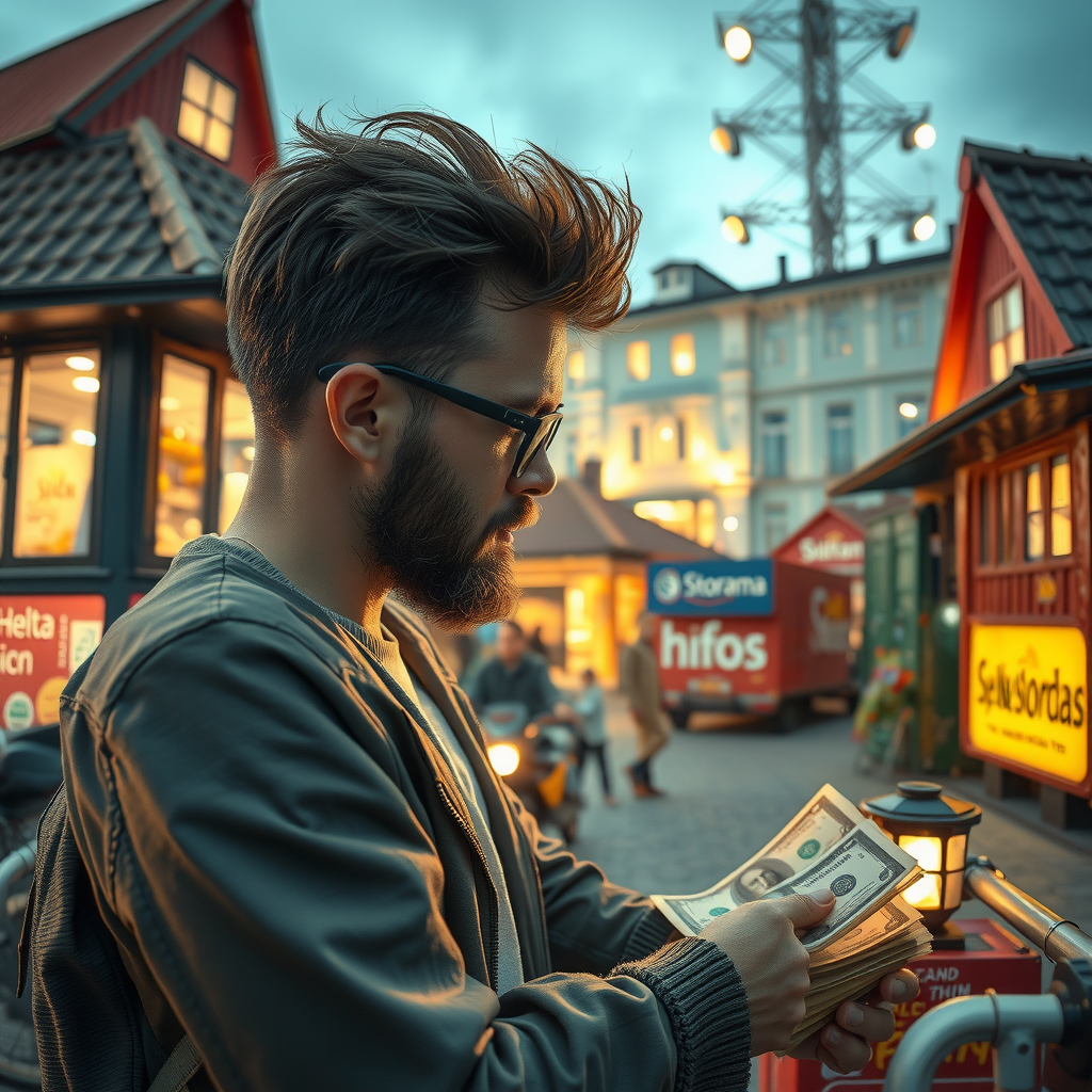 Erstelle ein Bild das mit Geld und Einkommen zu tun hat. Es zeigt wie man mit Stororama Geld verdient 
