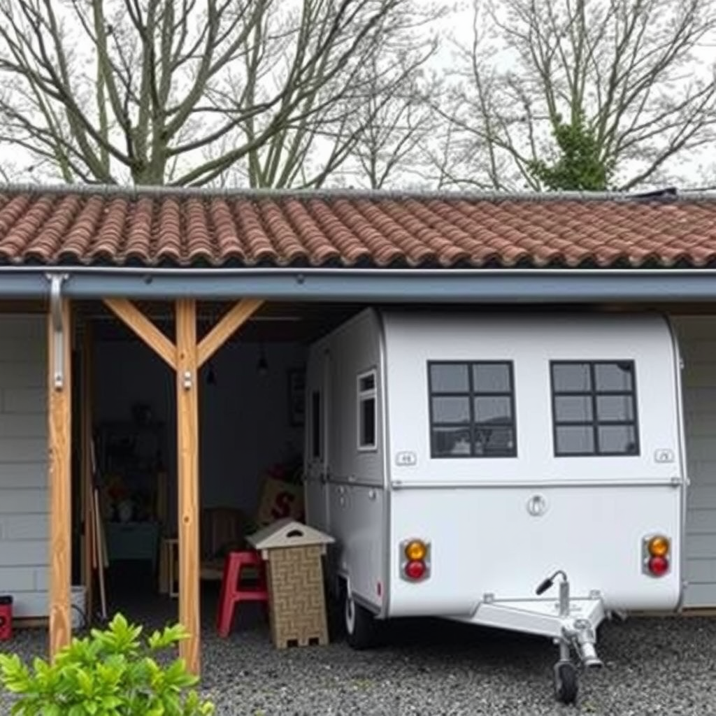 Erstelle ein Bild über traditionelle Lagermoeglichkeiten wie eine Stellplatz, Garage, oder Keller etc.