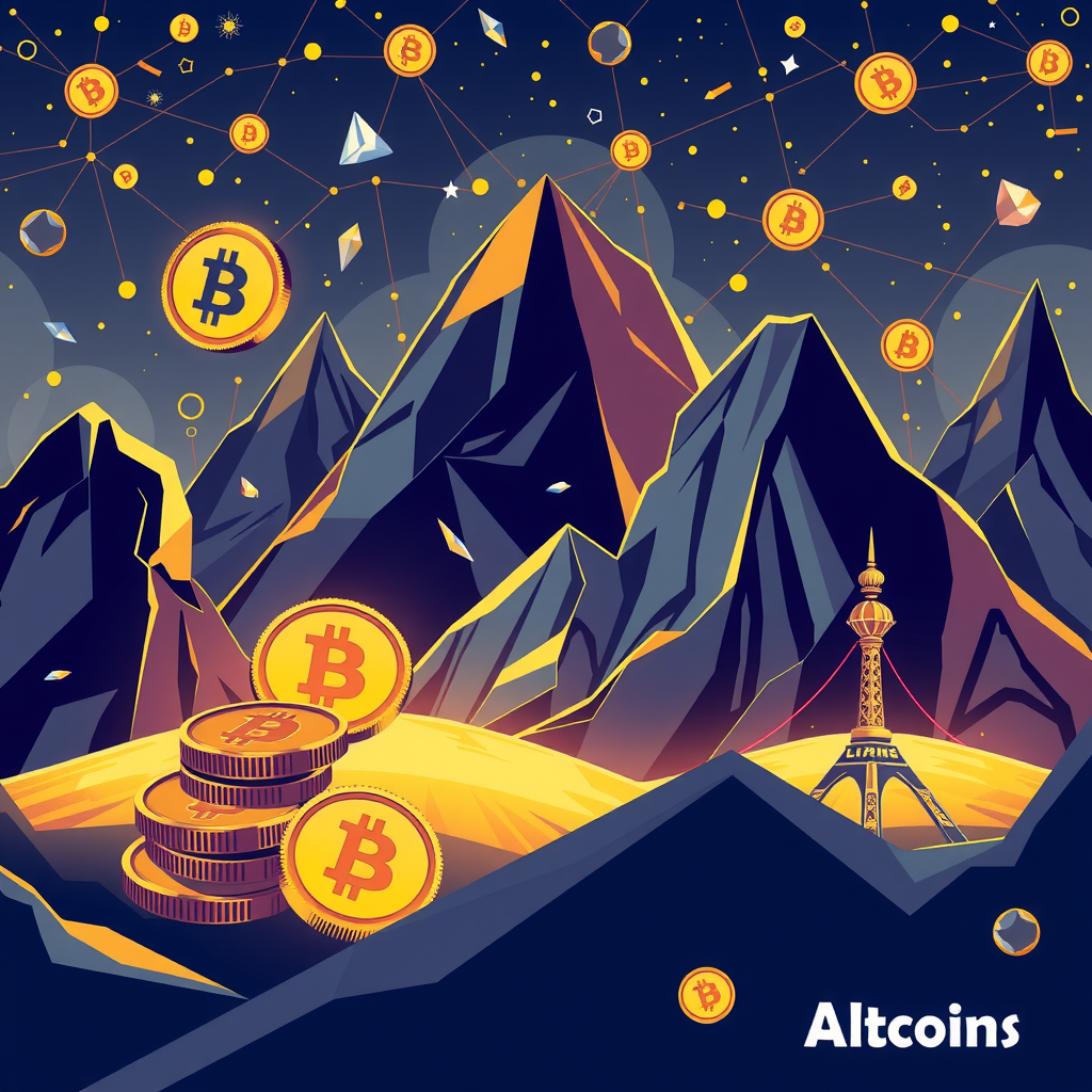 Generate a image about altcoins and the crypto world. 
