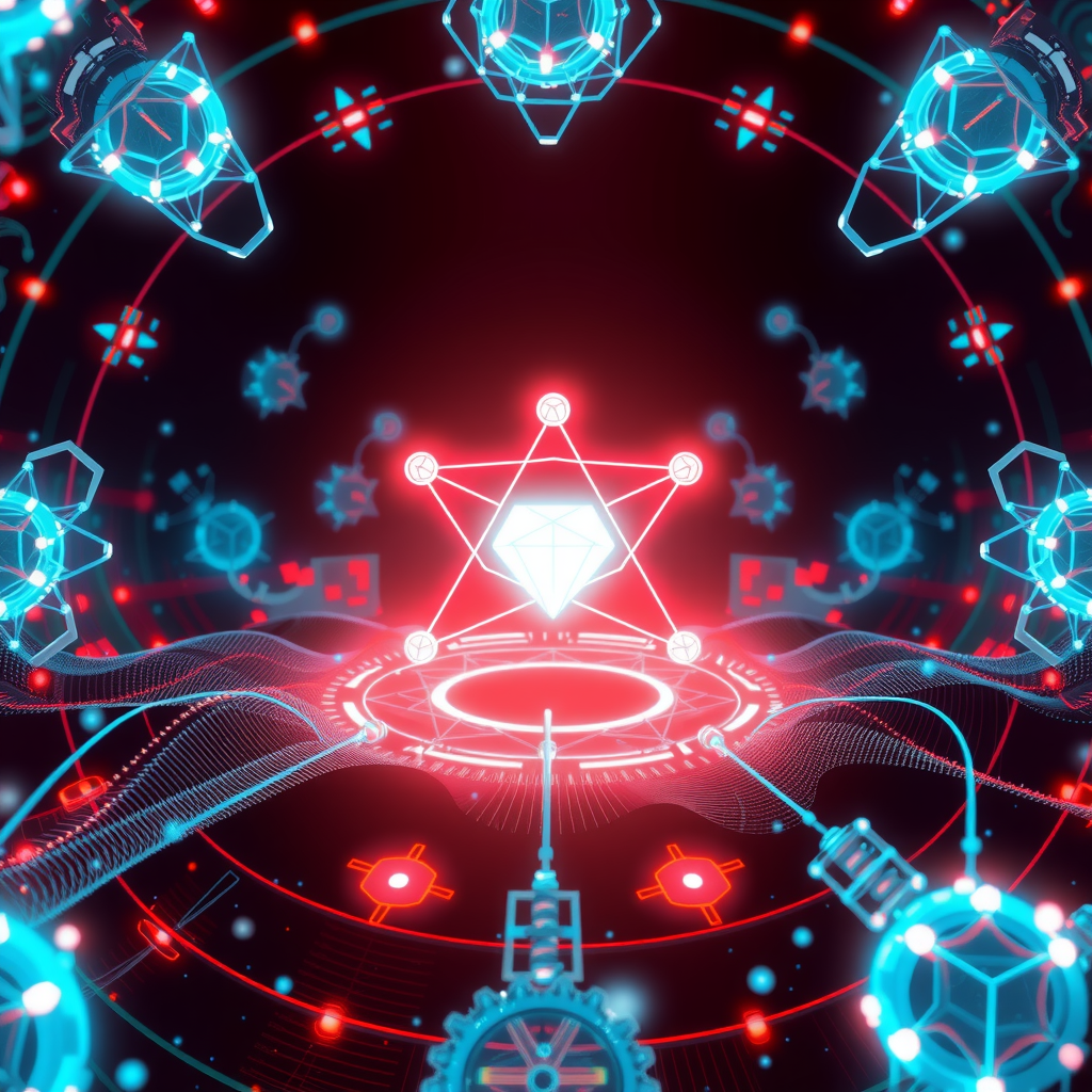ai-generated image of a futuristic blockchain explorer, visualizing Cardano data flows