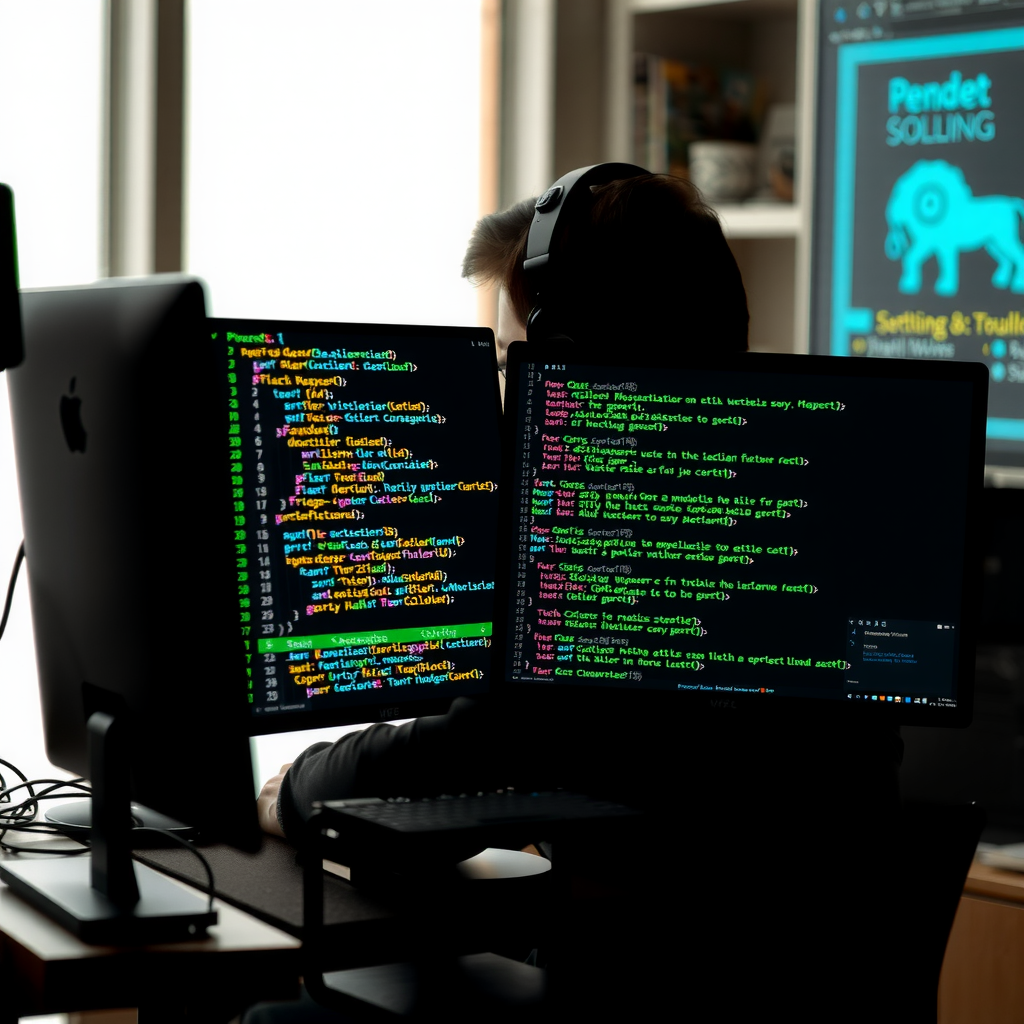 Create an image with someone coding