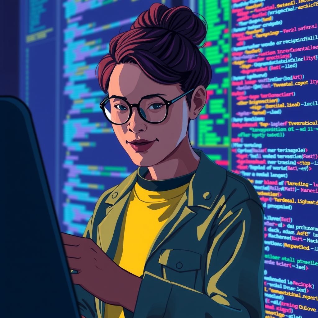 Create an image with someone coding