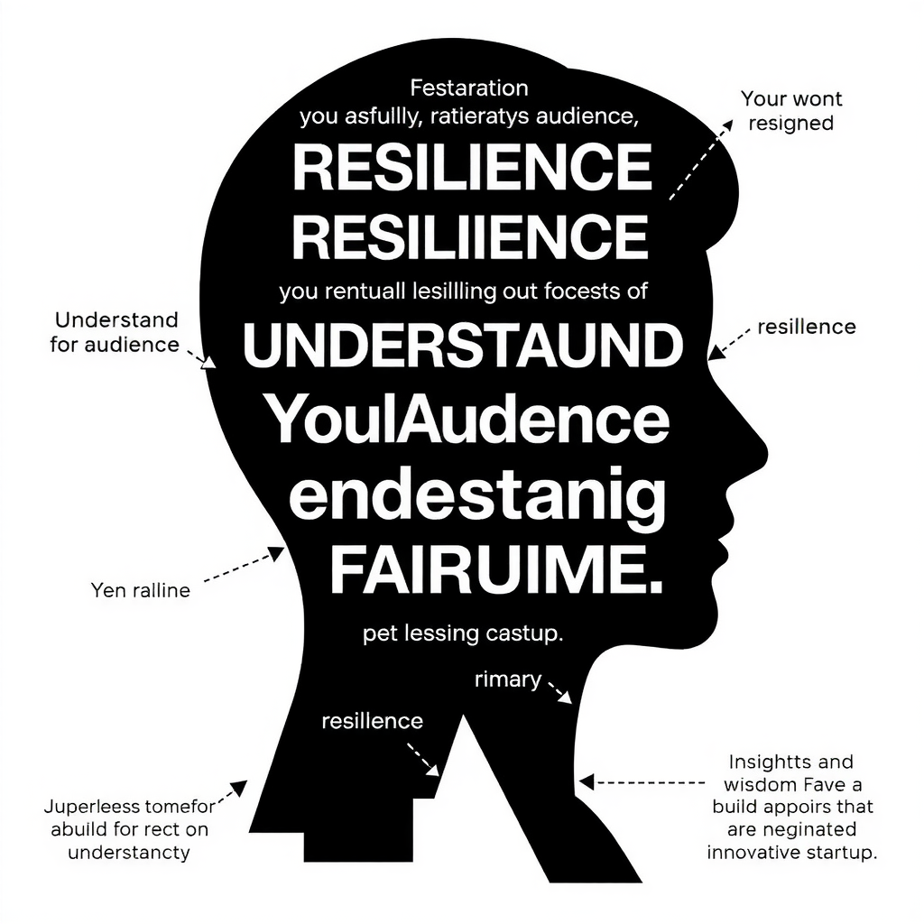 Generate an image about resilience, understanding your audience, or embracing failure. It's about sharing insights and wisdom. Just create an image and do not use text. The image should visualize insights and wisdom that are required to build innovative startups.