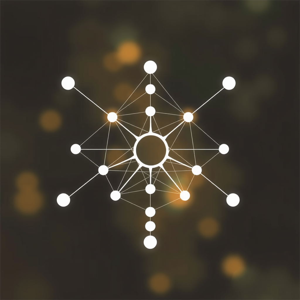 Create an image showing a blockchain in a abstract way with nodes and edges. A kind of network that is running the blockchain.