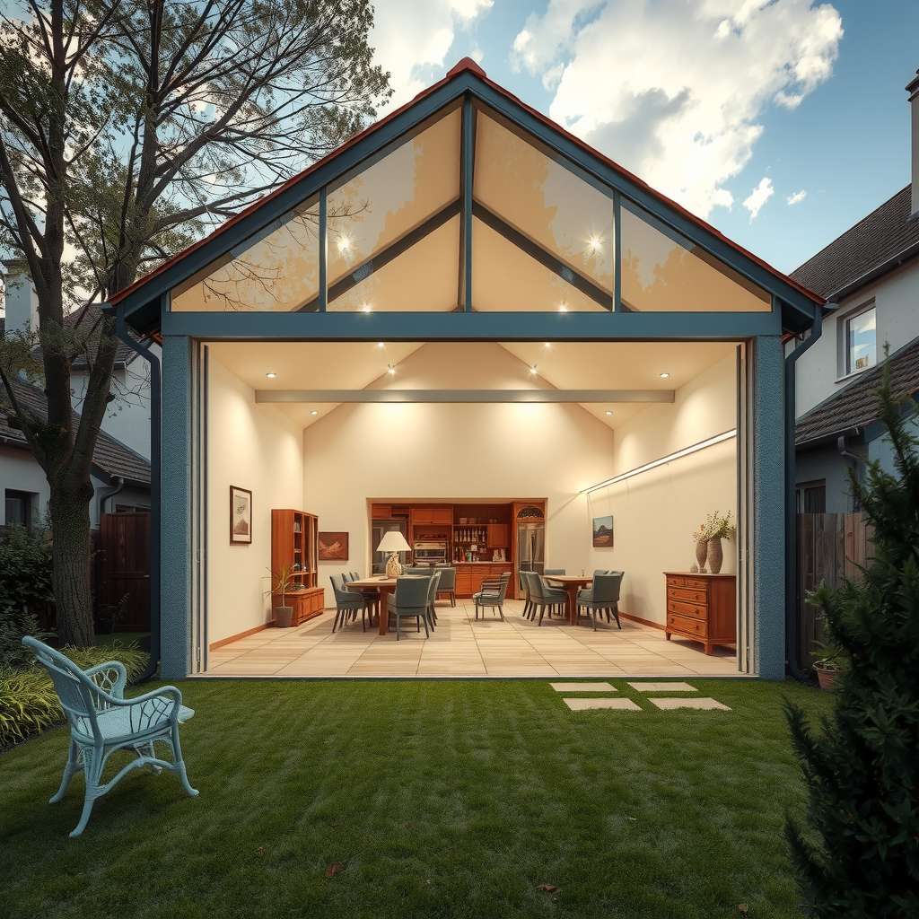 Erstelle ein Bild über traditionelle Lagermoeglichkeiten wie eine Stellplatz, Garage, oder Keller etc.