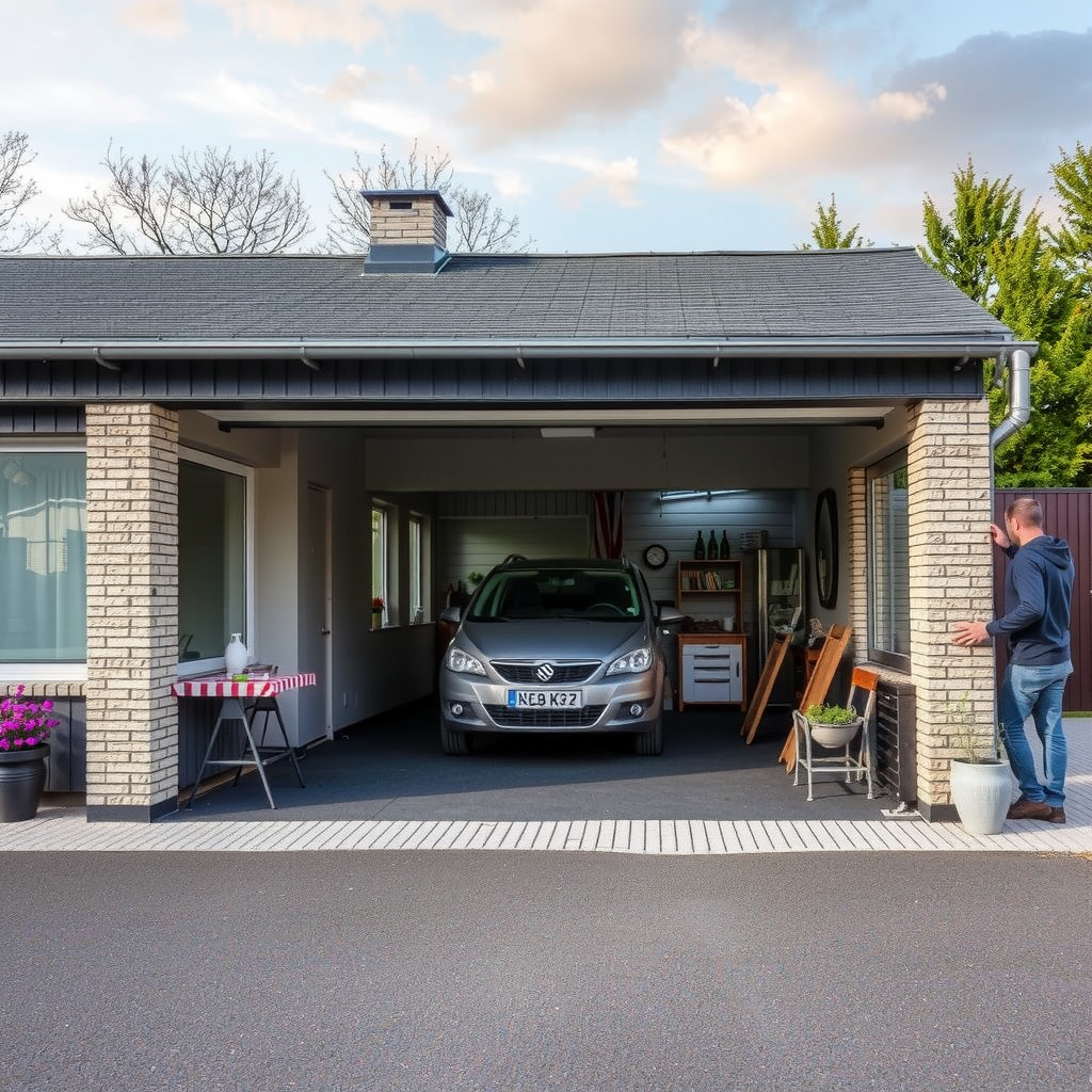 Erstelle ein Bild über traditionelle Lagermoeglichkeiten wie eine Stellplatz, Garage, oder Keller etc.