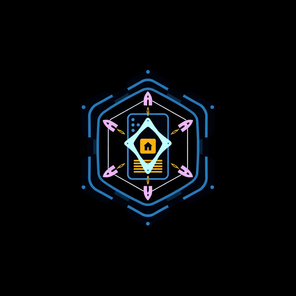 A crypto-themed cardano blockchain logo using the letters CRYL feature a home server in a dark basemenet