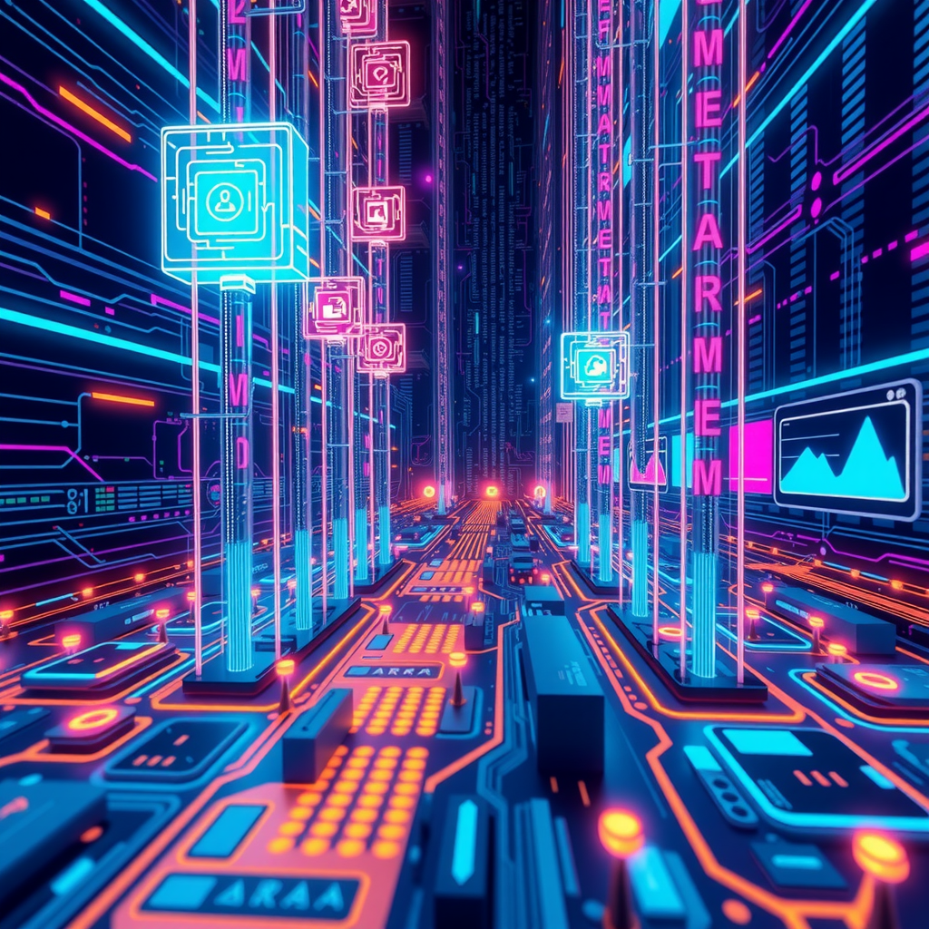 Visualize scaling technology and future tech by different backend architecture choices. Create an image that is creating an athmosphere about future technology. 