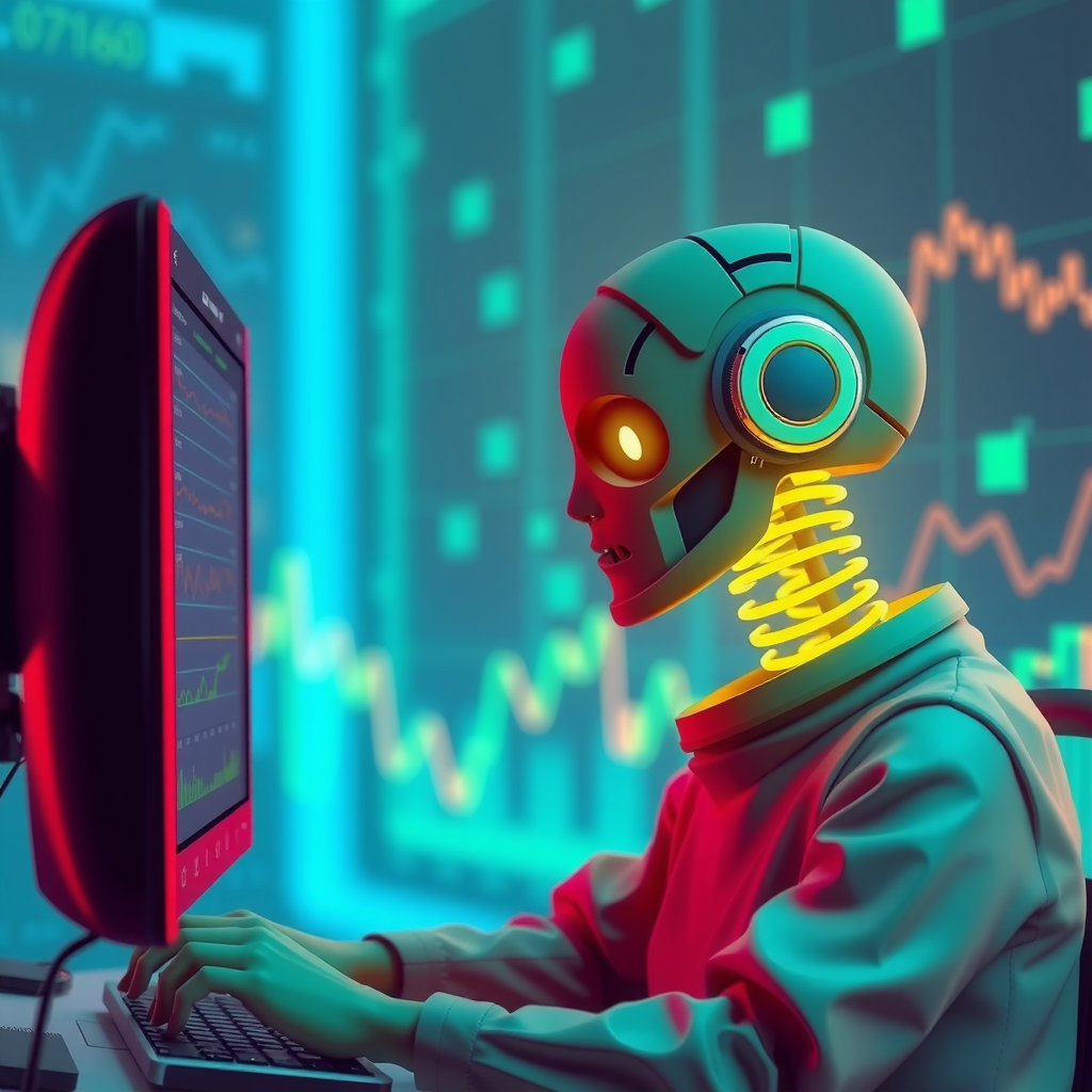 Generate an image showing an AI trading agent