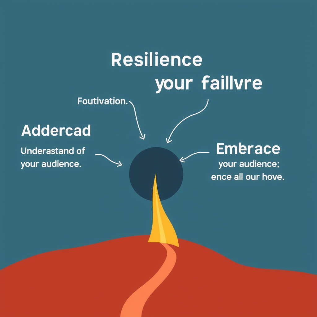 Generate an image about resilience, understanding your audience, or embracing failure. It's about sharing insights and wisdom. Just create an image and do not use text. The image should visualize insights and wisdom that are required to build innovative startups.