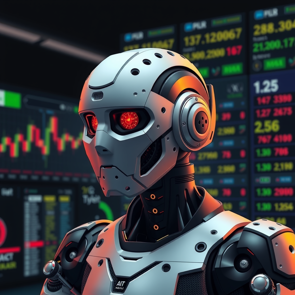 Generate an image showing an AI trading agent