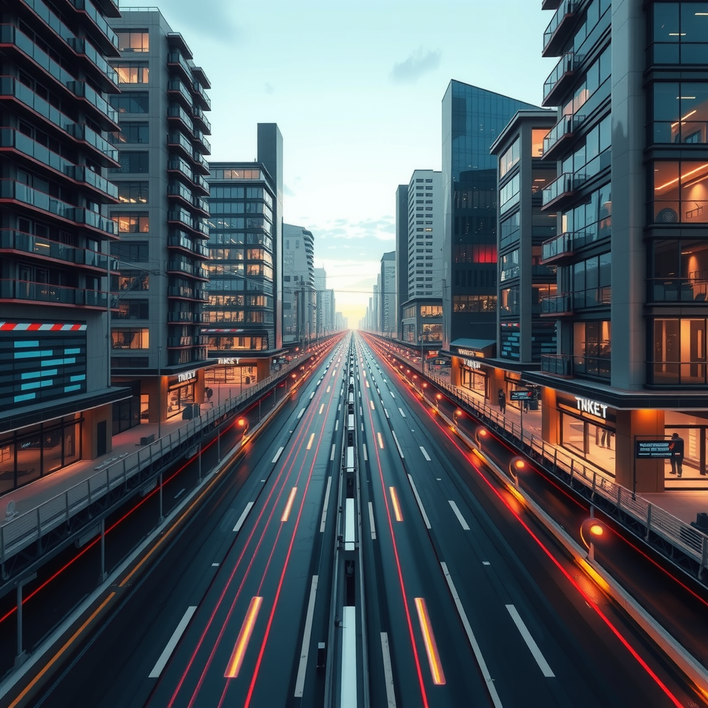 ai-generated image of a futuristic high-speed city with tech innovation hubs, symbolizing speed in development. 