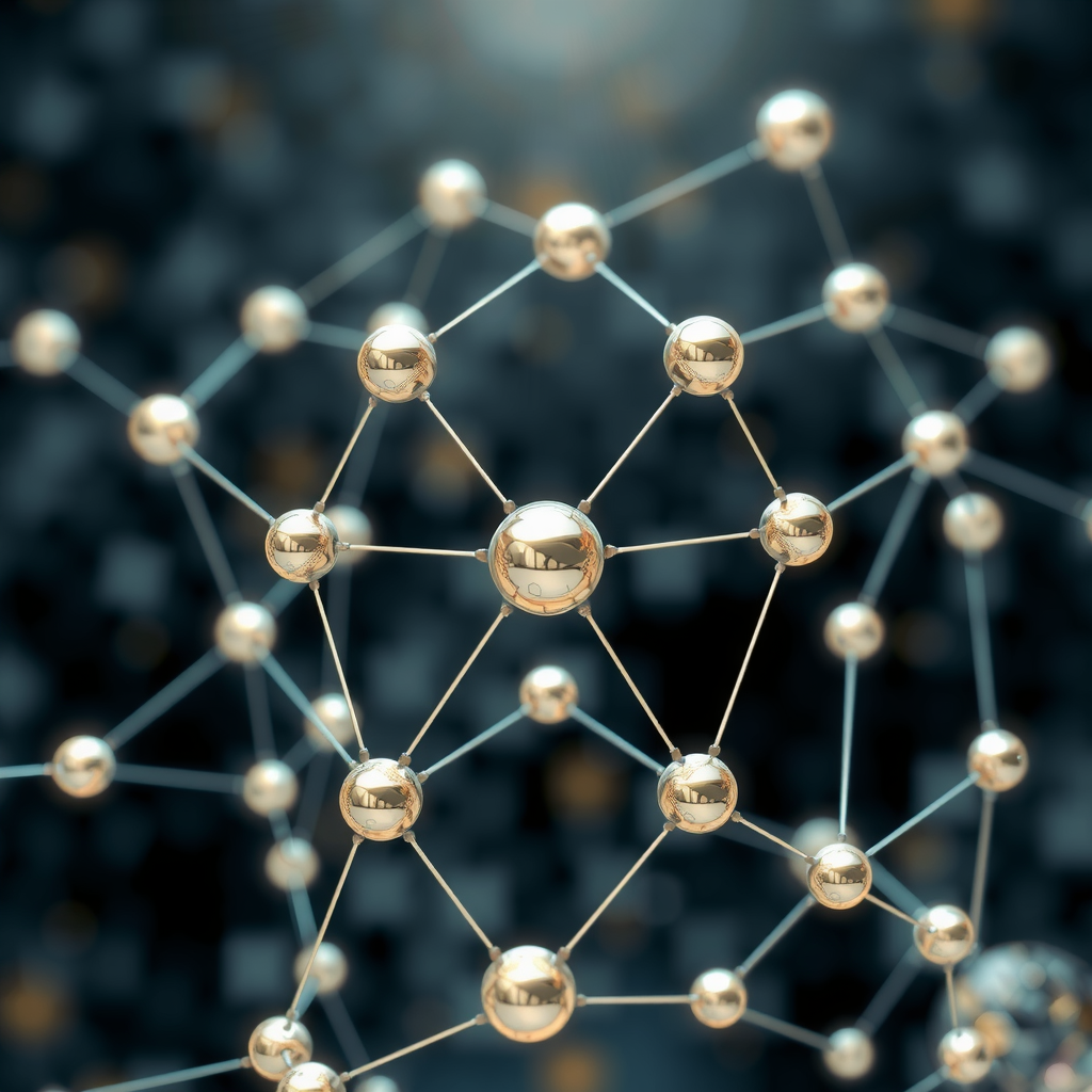 Create an image showing a blockchain in a abstract way with nodes and edges. A kind of network that is running the blockchain.