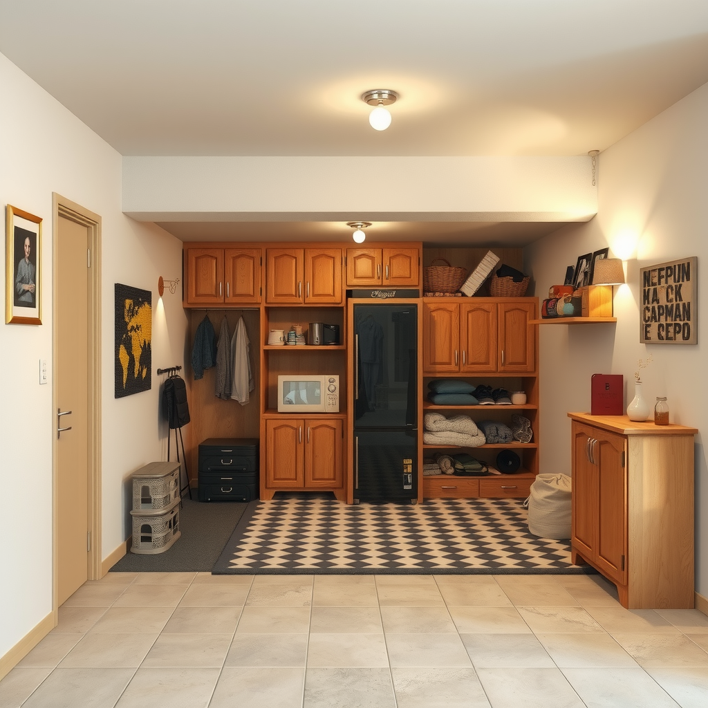 Erstelle ein Bild das zeigt wie private Lagerungsräume aussehen könnten wie z.B. ein Keller, ein Raum in einer Wohnung oder Einfamilienhaus. Es könnte auch eine Garage sein oder ein andere Ort indem man gut Sachen lagern kann.