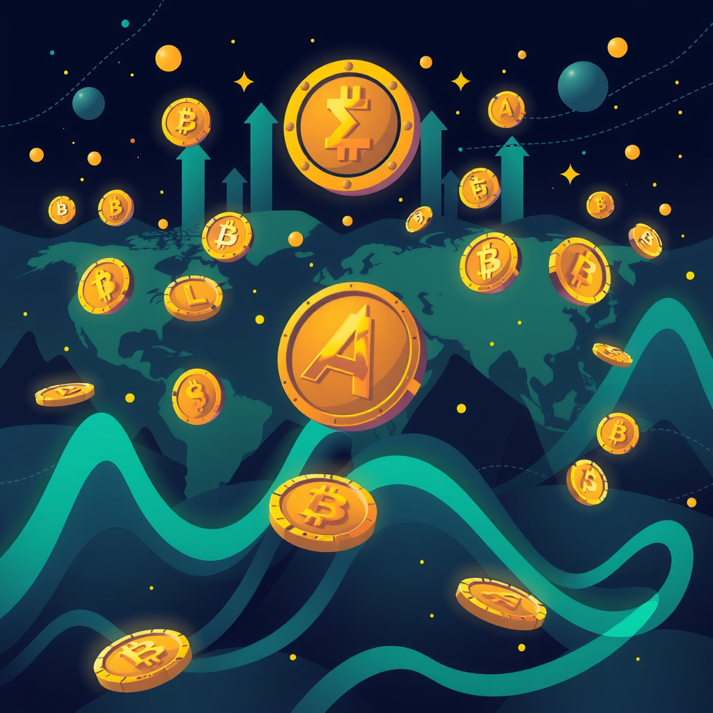 Generate a image about altcoins and the crypto world. 