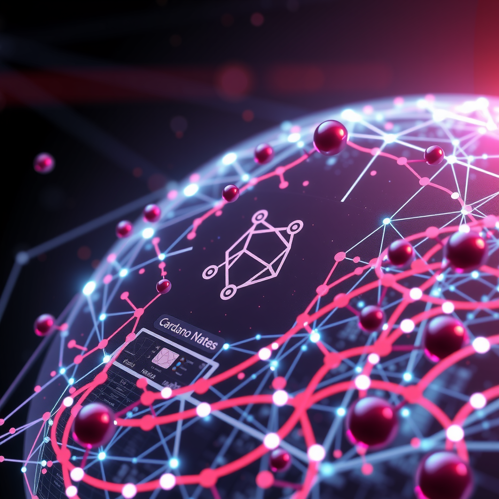 ai-generated image of a futuristic blockchain explorer, visualizing Cardano data flows