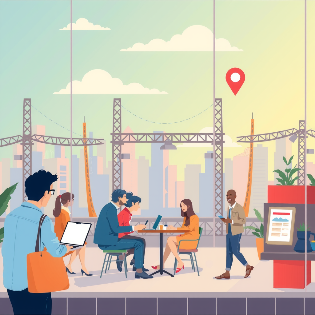 Erstelle ein bild das die shared economy illustriert. Der Begriff der Sharing Economy meint das systematische Ausleihen von Gegenständen und gegenseitige Bereitstellen von Räumen und Flächen, insbesondere durch Privatpersonen und Interessengruppen. Im Mittelpunkt steht die Collaborative Consumption, der Gemeinschaftskonsum.