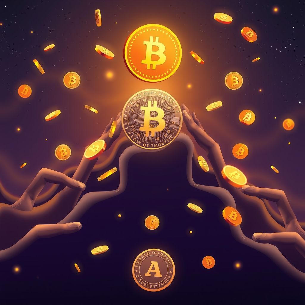 Generate a image about altcoins and the crypto world. 