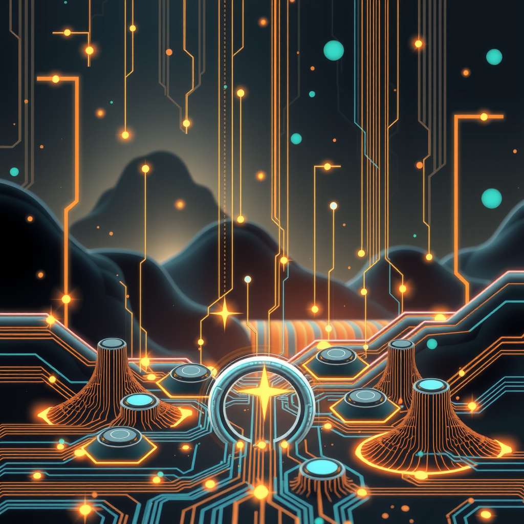 Visualize scaling technology and future tech by different backend architecture choices. Create an image that is creating an athmosphere about future technology. 
