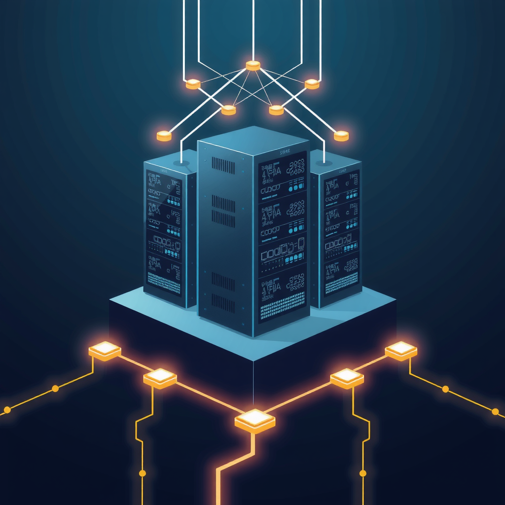 A strong digital foundation with interconnected server nodes, symbolizing backend stability.