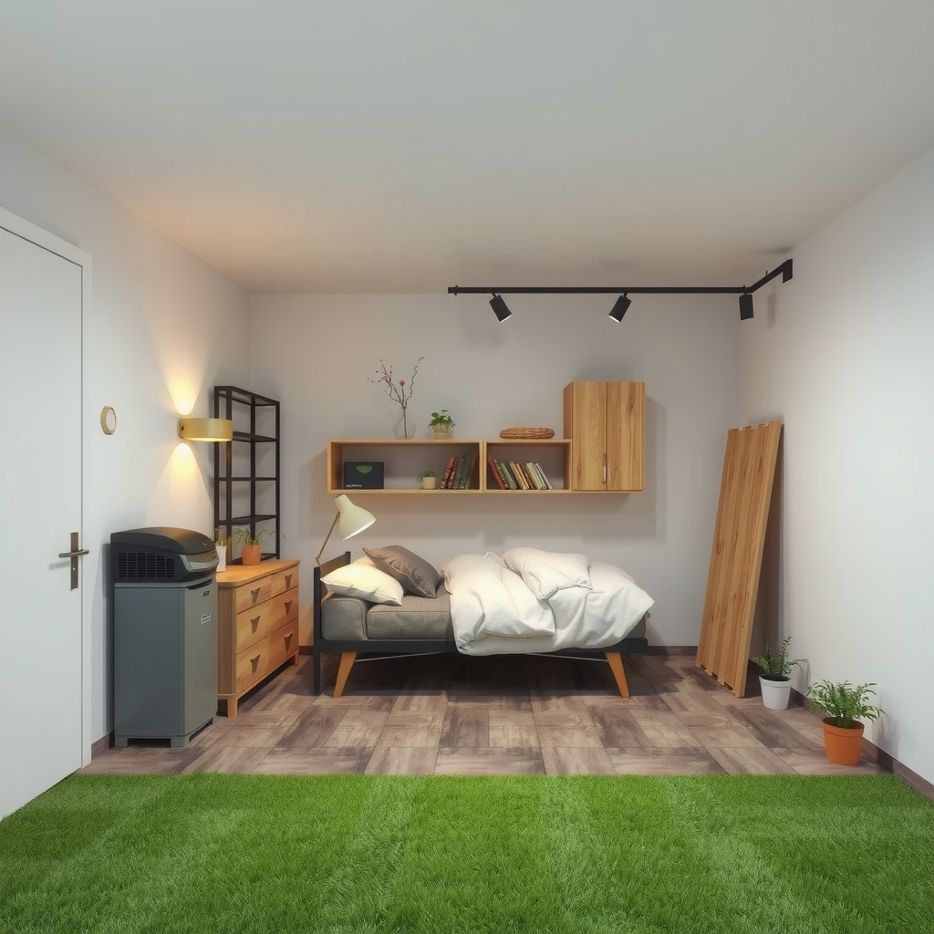 Erstelle ein Bild das zeigt wie private Lagerungsräume aussehen könnten wie z.B. ein Keller, ein Raum in einer Wohnung oder Einfamilienhaus. Es könnte auch eine Garage sein oder ein andere Ort indem man gut Sachen lagern kann.