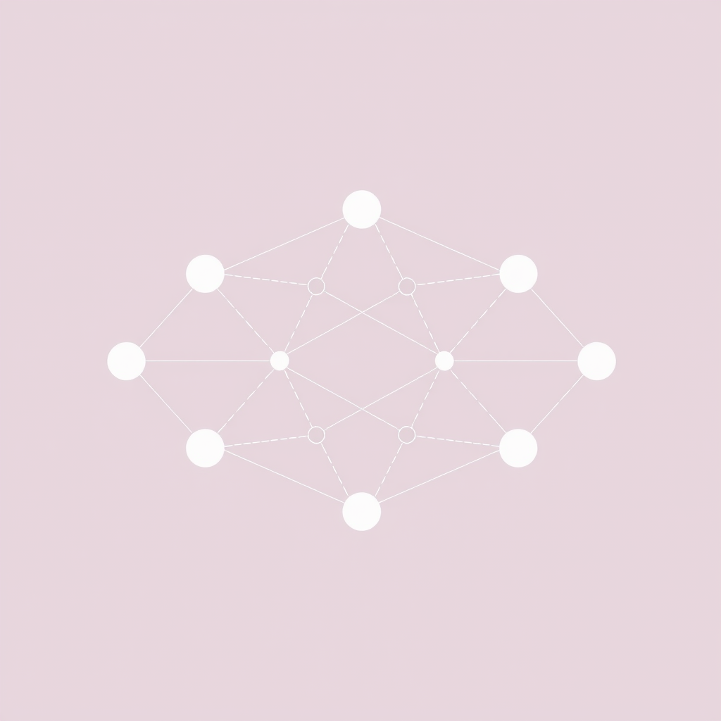 Create an image showing a blockchain in a abstract way with nodes and edges. A kind of network that is running the blockchain.