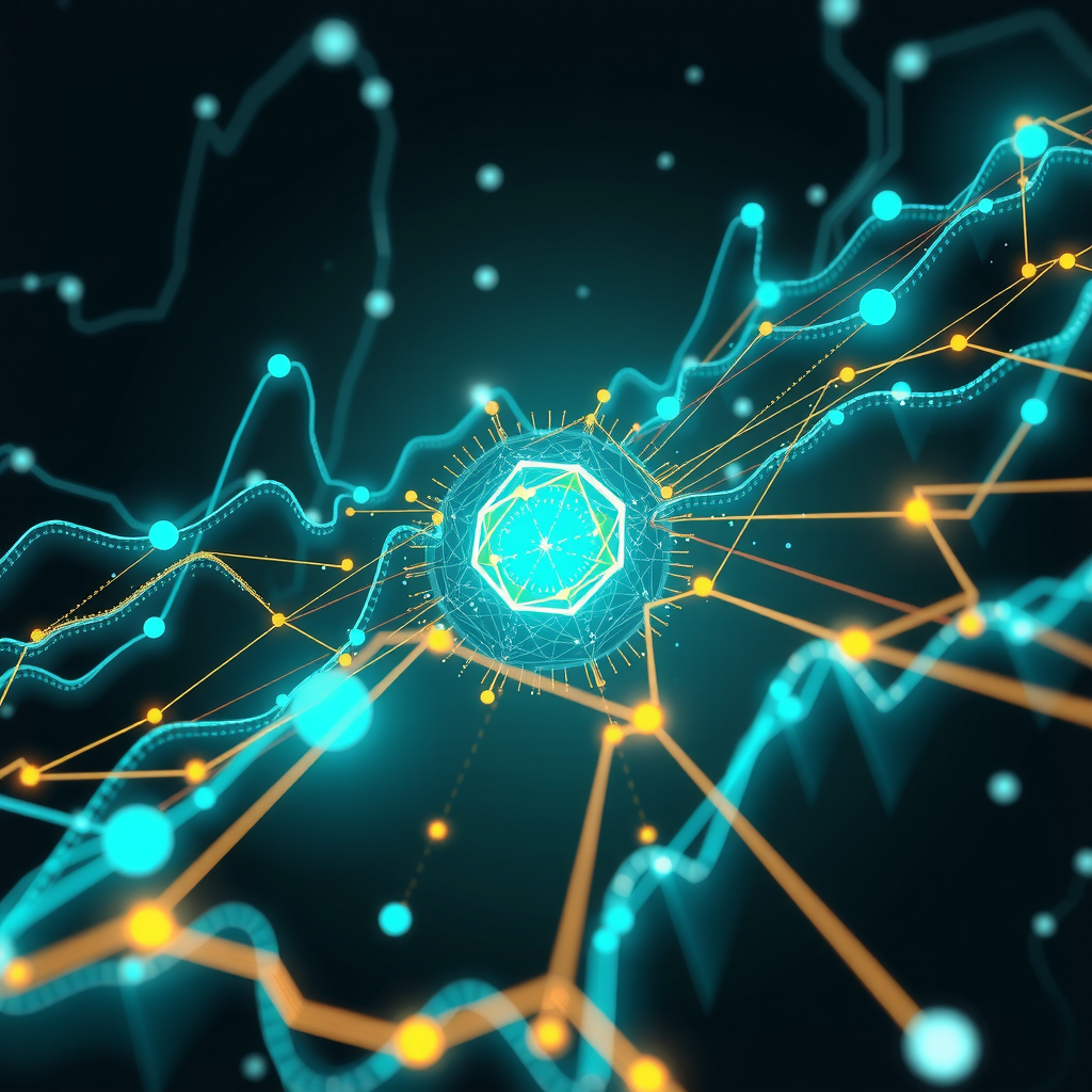 ai-generated image of a futuristic blockchain explorer, visualizing Cardano data flows