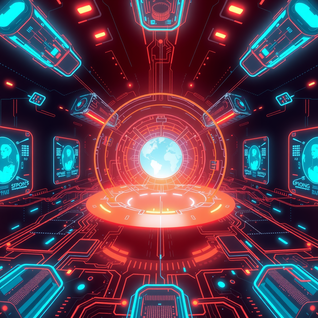 Visualize scaling technology and future tech by different backend architecture choices. Create an image that is creating an athmosphere about future technology. 