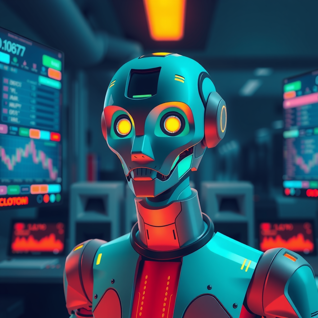 Generate an image showing an AI trading agent