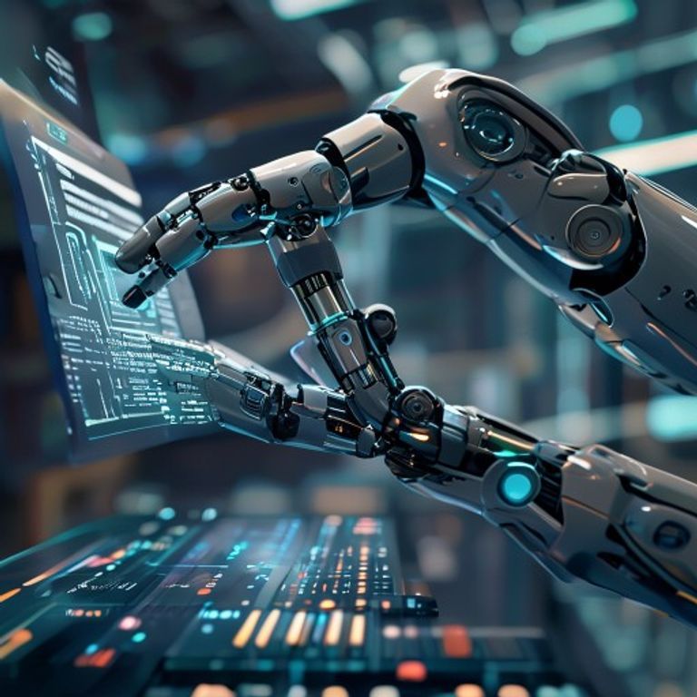 ai-generated image of a robotic arm assembling a digital prototype, representing rapid development