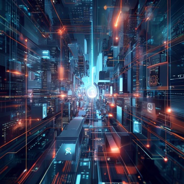 Visualize scaling technology and future tech by different backend architecture choices. Create an image that is creating an athmosphere about future technology. 